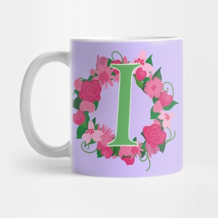 Monogram I, Personalized Floral InitiaI Mug